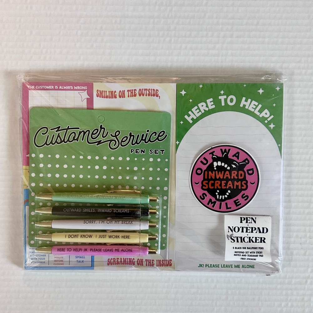 Customer Service Pen Set with Notepad and Sticker